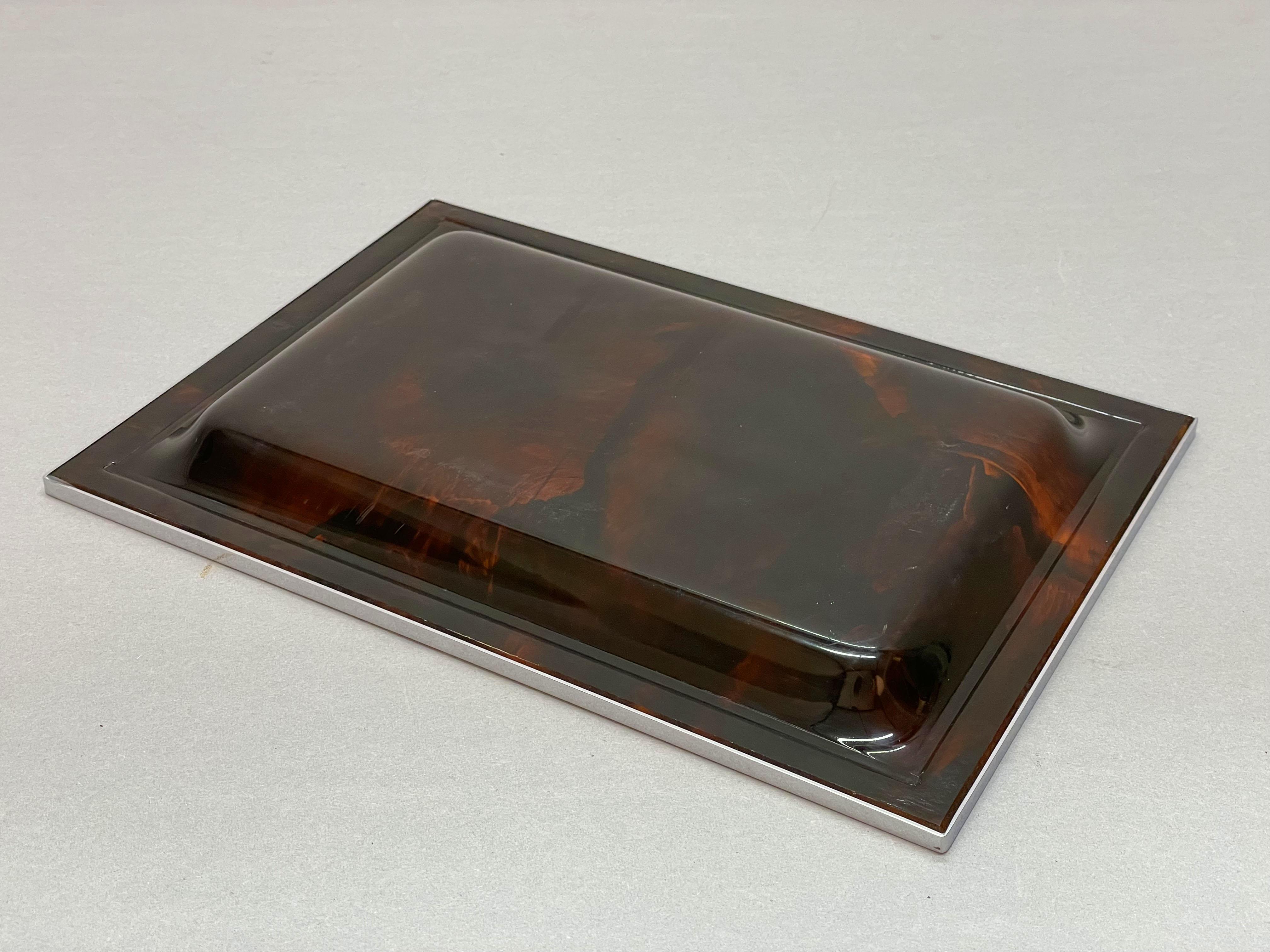 Christian Dior Midcentury Tortoiseshell and Lucite Italian Serving Tray, 1970s 3