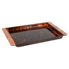 Christian Dior Midcentury Tortoiseshell and Lucite Italian Serving Tray 1970s