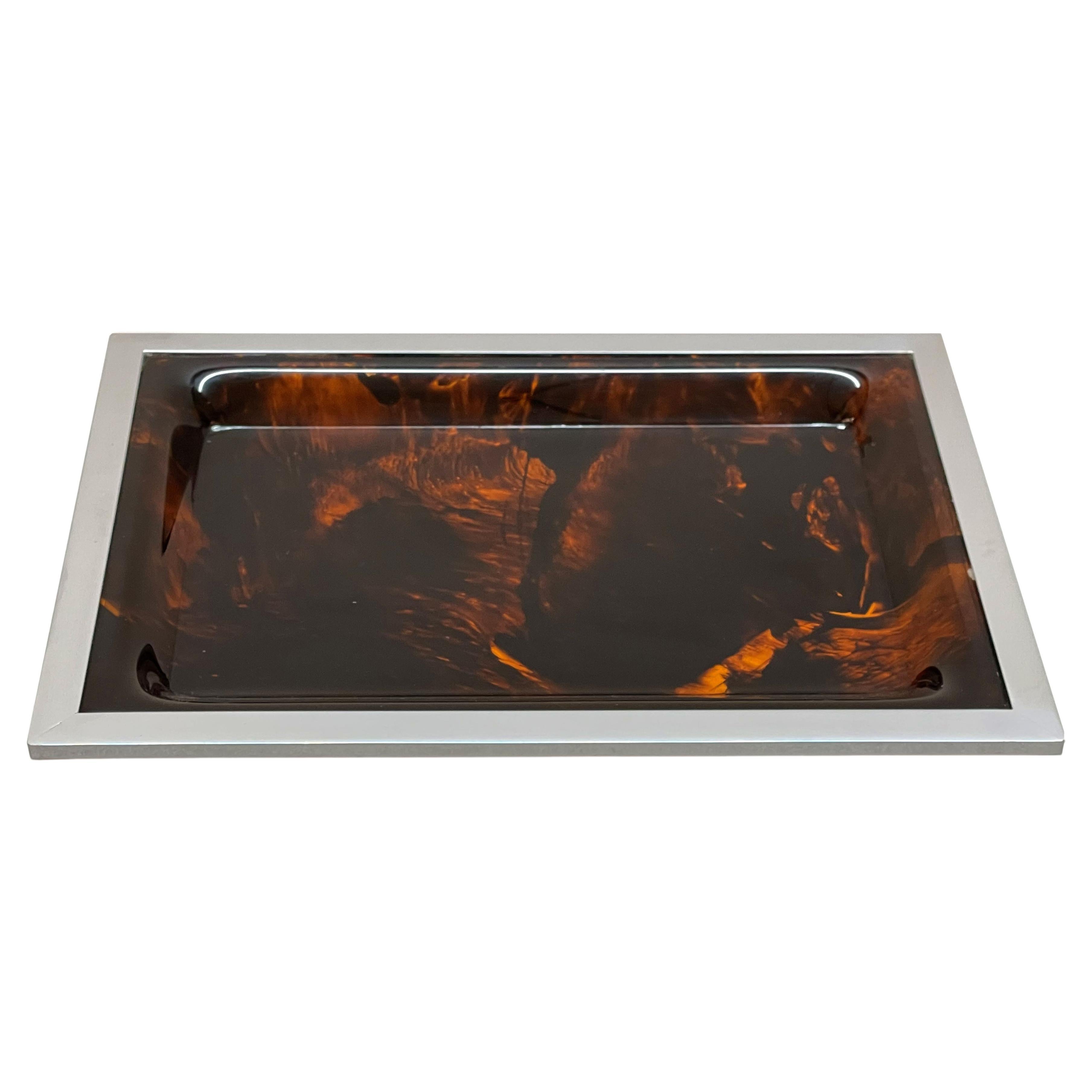 Christian Dior Midcentury Tortoiseshell and Lucite Italian Serving Tray, 1970s