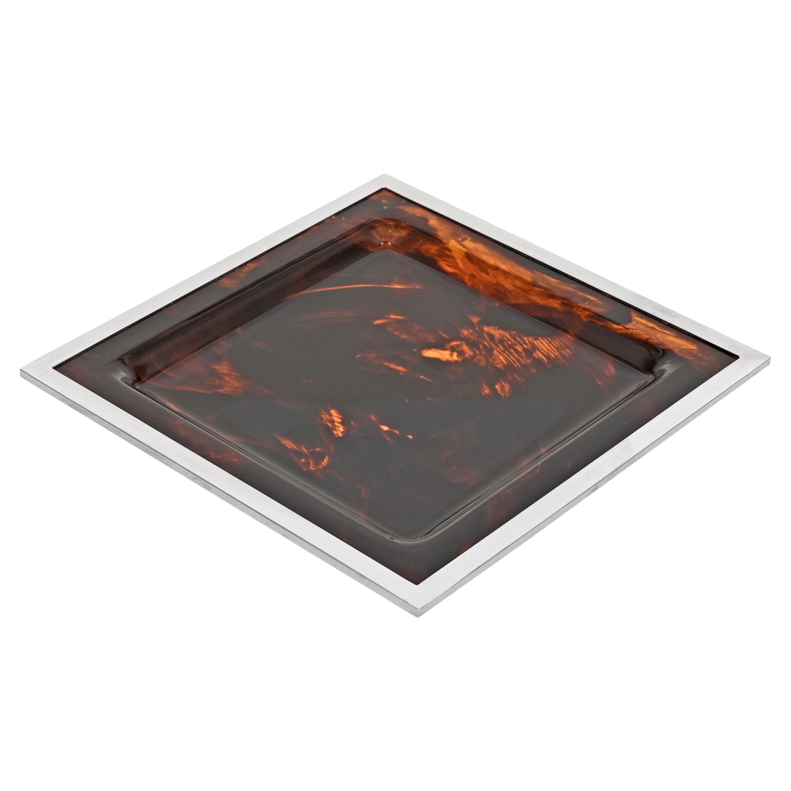 Christian Dior Midcentury Tortoiseshell and Lucite Italian Serving Tray, 1970s