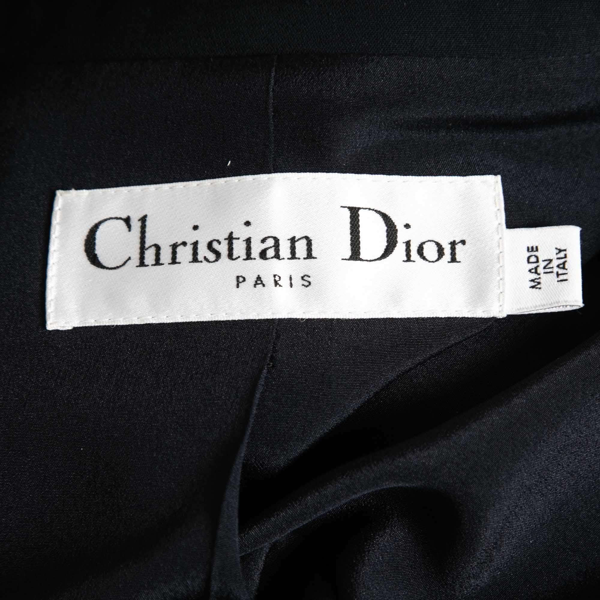 Christian Dior Midnight Blue Crepe and Silk Blazer S For Sale at 1stDibs