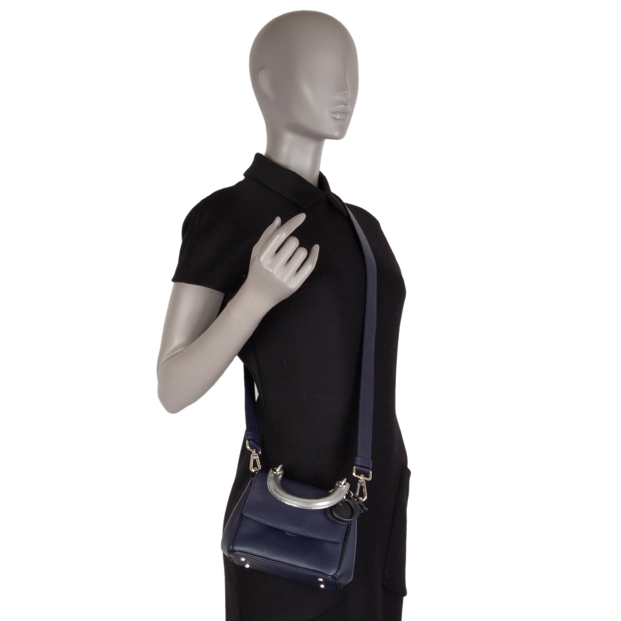 CHRISTIAN DIOR midnight blue leather BE DIOR MINI Shoulder Bag 3