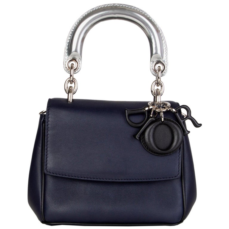 CHRISTIAN DIOR midnight blue leather BE DIOR MINI Shoulder Bag at 1stDibs