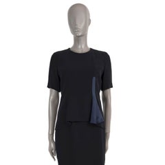 CHRISTIAN DIOR midnight blue silk 2014 PEPLUM FRONT Dress 40 M