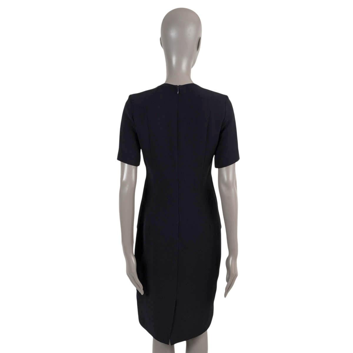 CHRISTIAN DIOR midnight blue silk 2014 PEPLUM FRONT Dress 40 M For Sale 1