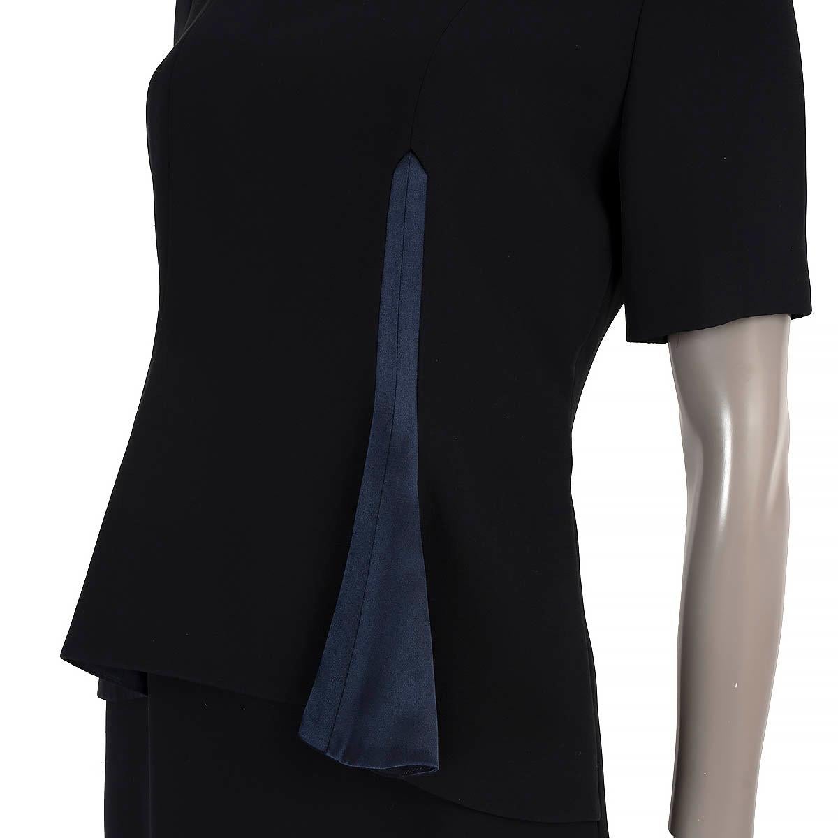 CHRISTIAN DIOR midnight blue silk 2014 PEPLUM FRONT Dress 40 M For Sale 2