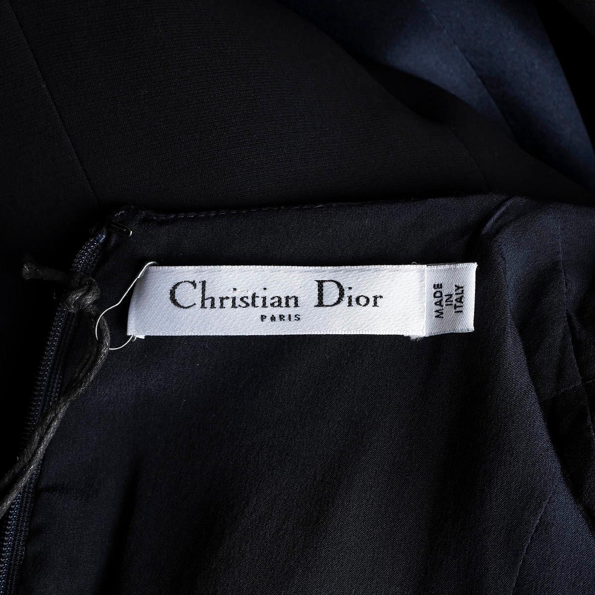 CHRISTIAN DIOR midnight blue silk 2014 PEPLUM FRONT Dress 40 M For Sale 3
