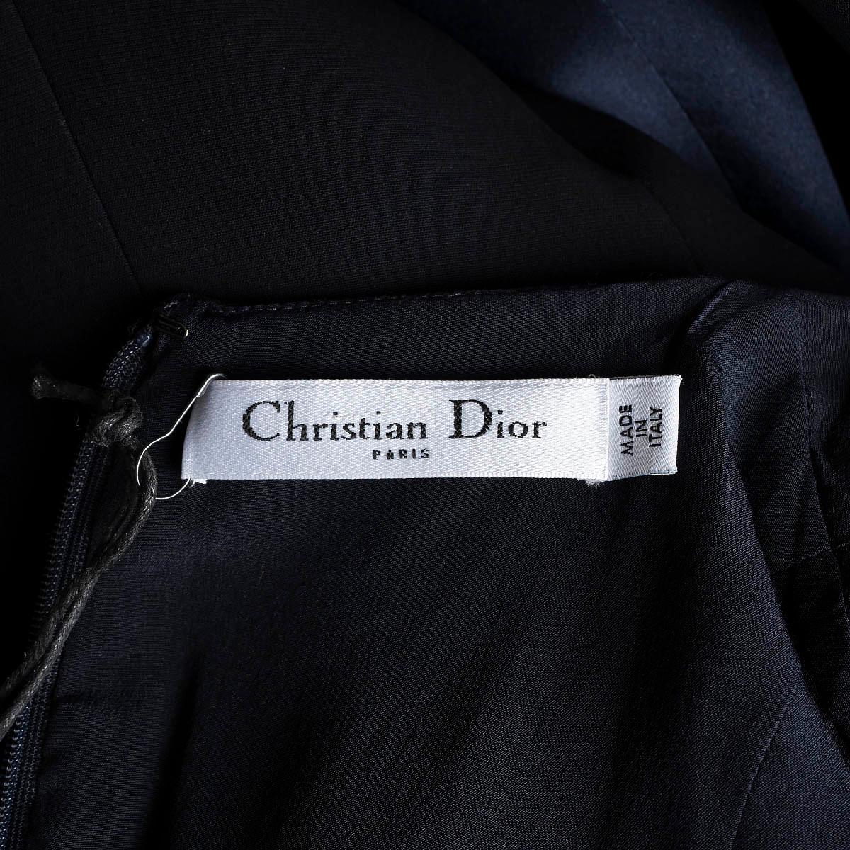 CHRISTIAN DIOR midnight blue silk 2014 PEPLUM FRONT Dress 40 M For Sale 2
