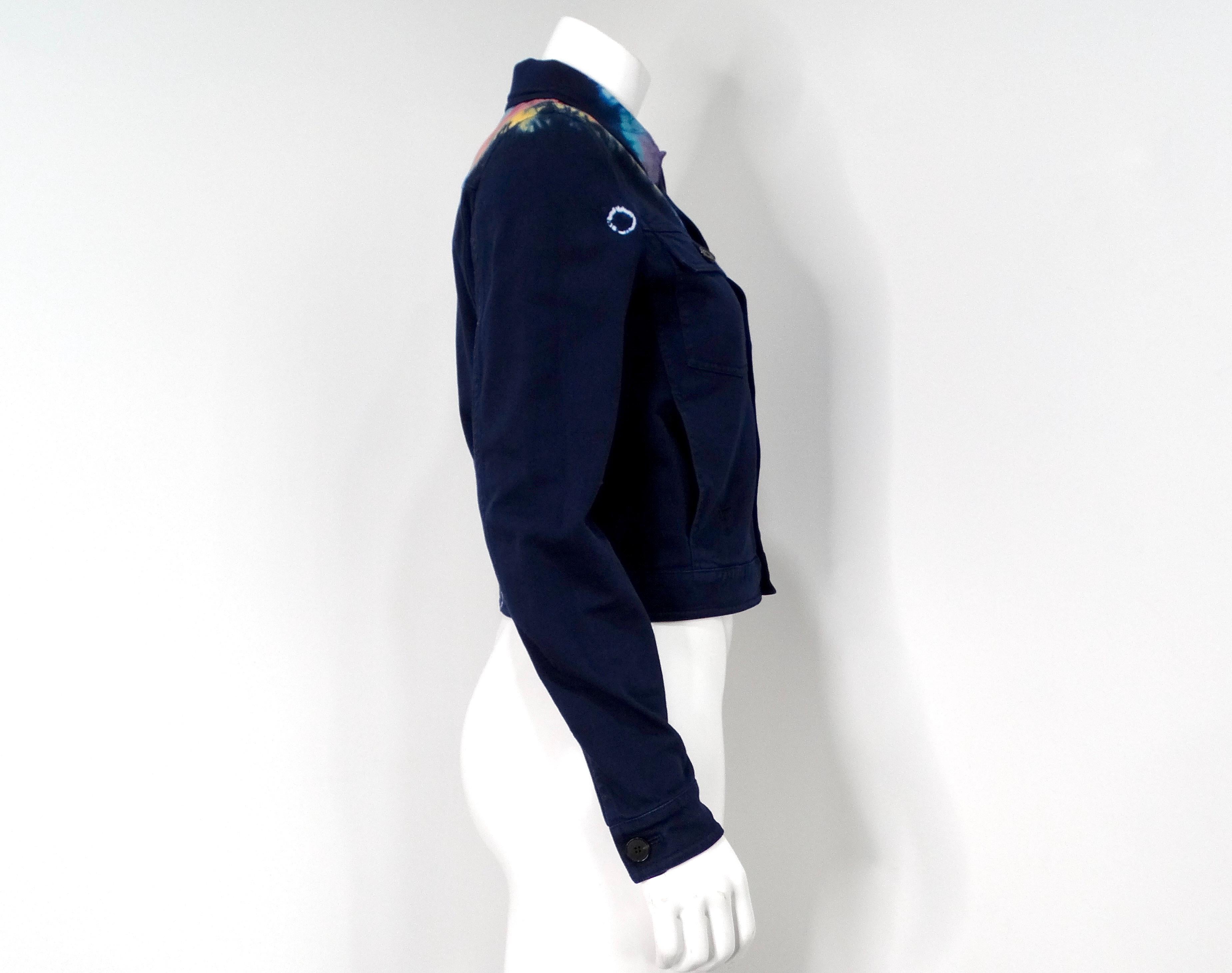 Christian Dior Mitternachtsblaue Tie-Dye-Jacke aus Denim im Angebot 5