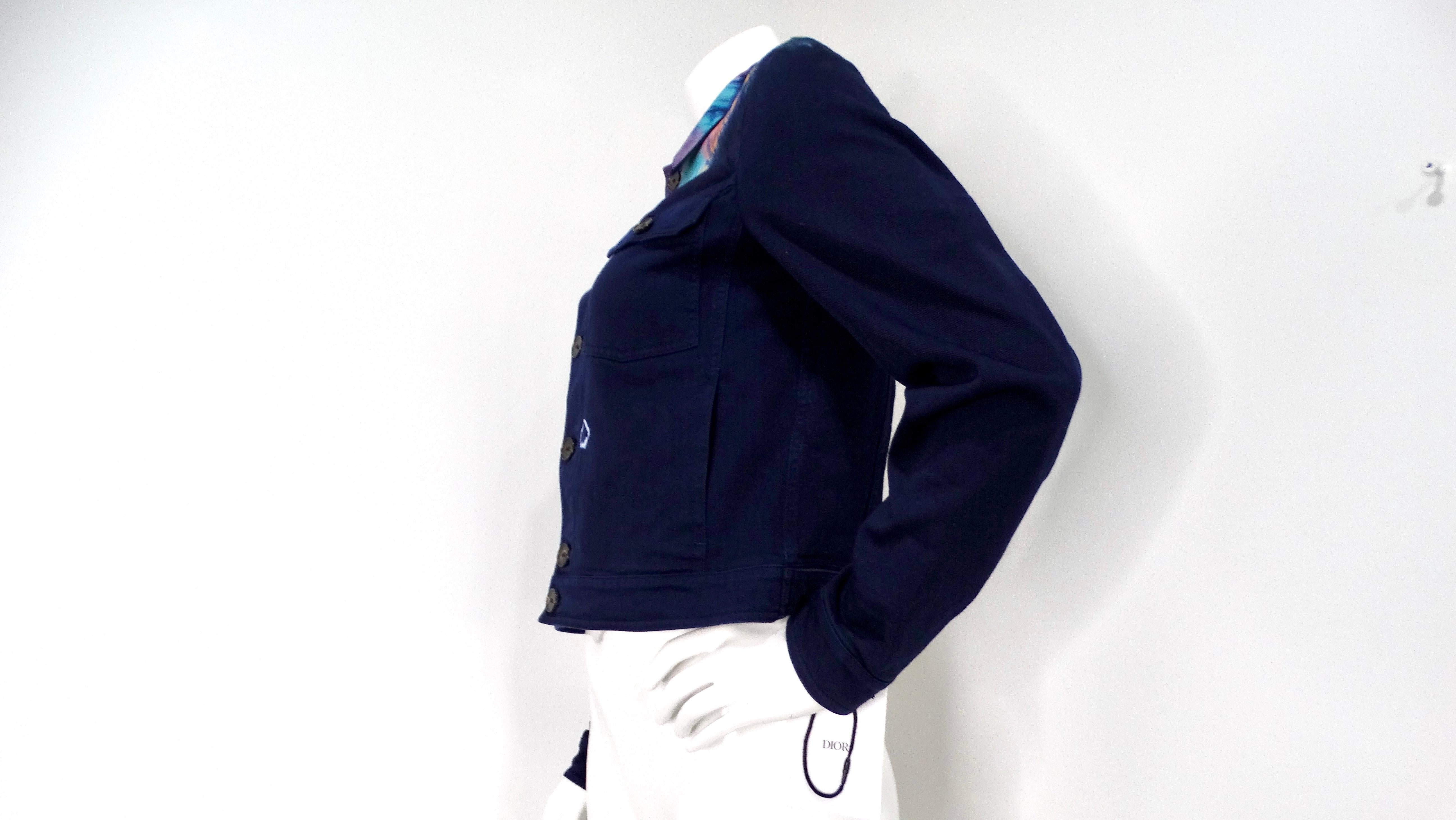 Christian Dior Mitternachtsblaue Tie-Dye-Jacke aus Denim im Angebot 1