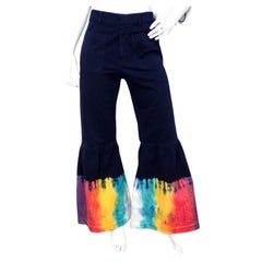 Christian Dior Midnight Blue Tie-Dye Style Flare Jeans