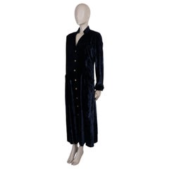 CHRISTIAN DIOR midnight blue VELVET MAXI Coat Jacket M