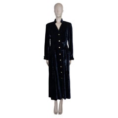 CHRISTIAN DIOR midnight blue VELVET MAXI Coat Jacket M