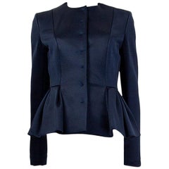 CHRISTIAN DIOR midnight blue viscose Peplum Blazer Jacket 40 M