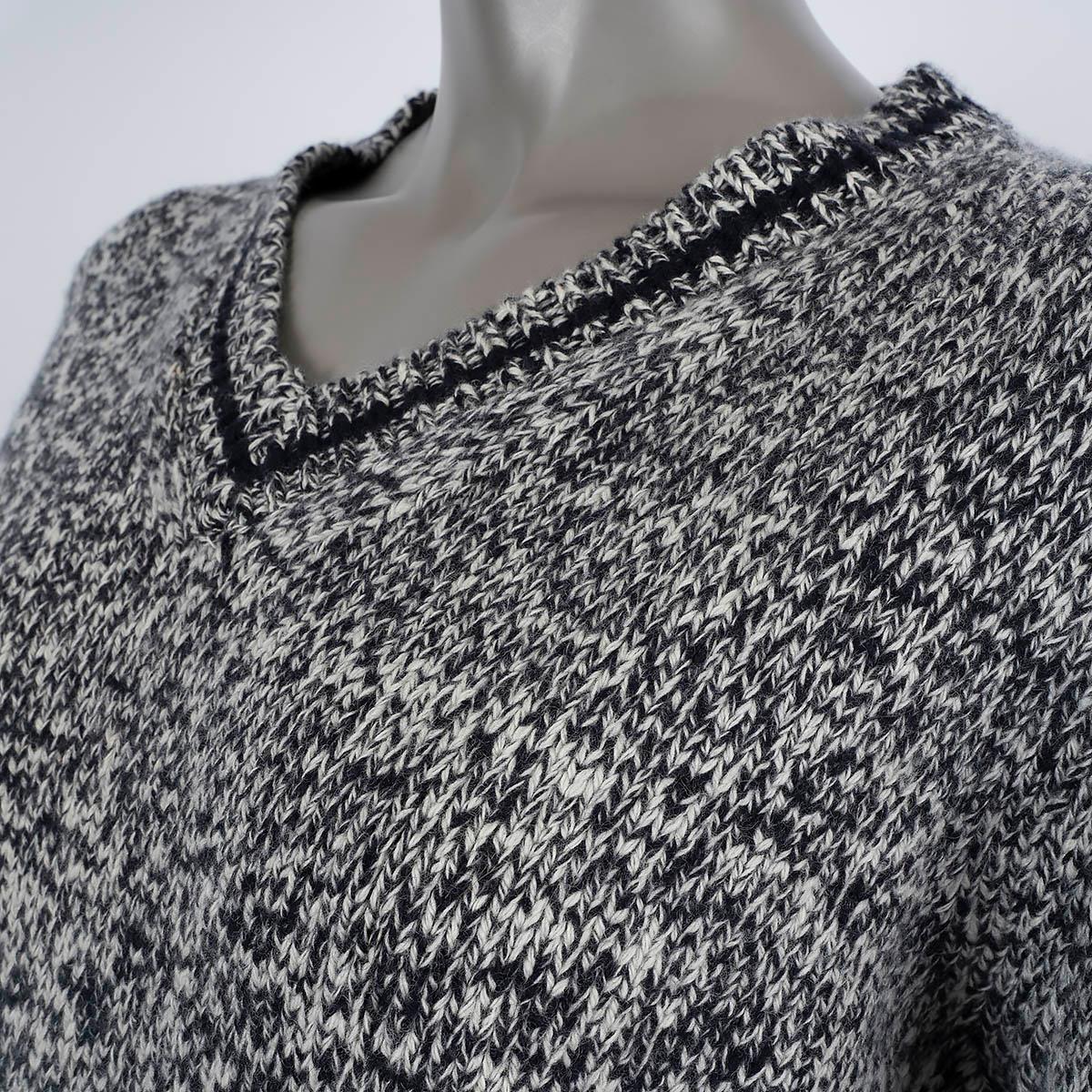 CHRISTIAN DIOR midnight blue wool & cashmere 2020 MELANGE V-NECK Sweater 44 XL 3