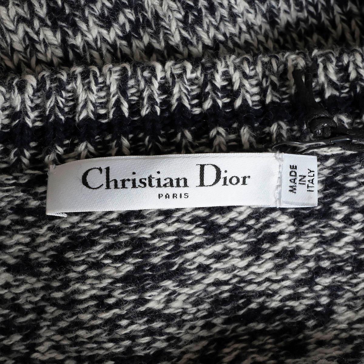 CHRISTIAN DIOR midnight blue wool & cashmere 2020 MELANGE V-NECK Sweater 44 XL 5