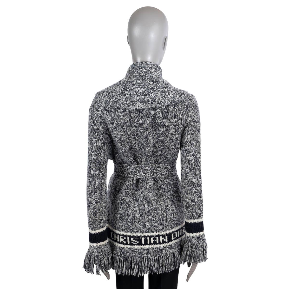 Women's CHRISTIAN DIOR midnight blue wool & cashmere 2021 MELANGE Cardigan Sweater 34 XS