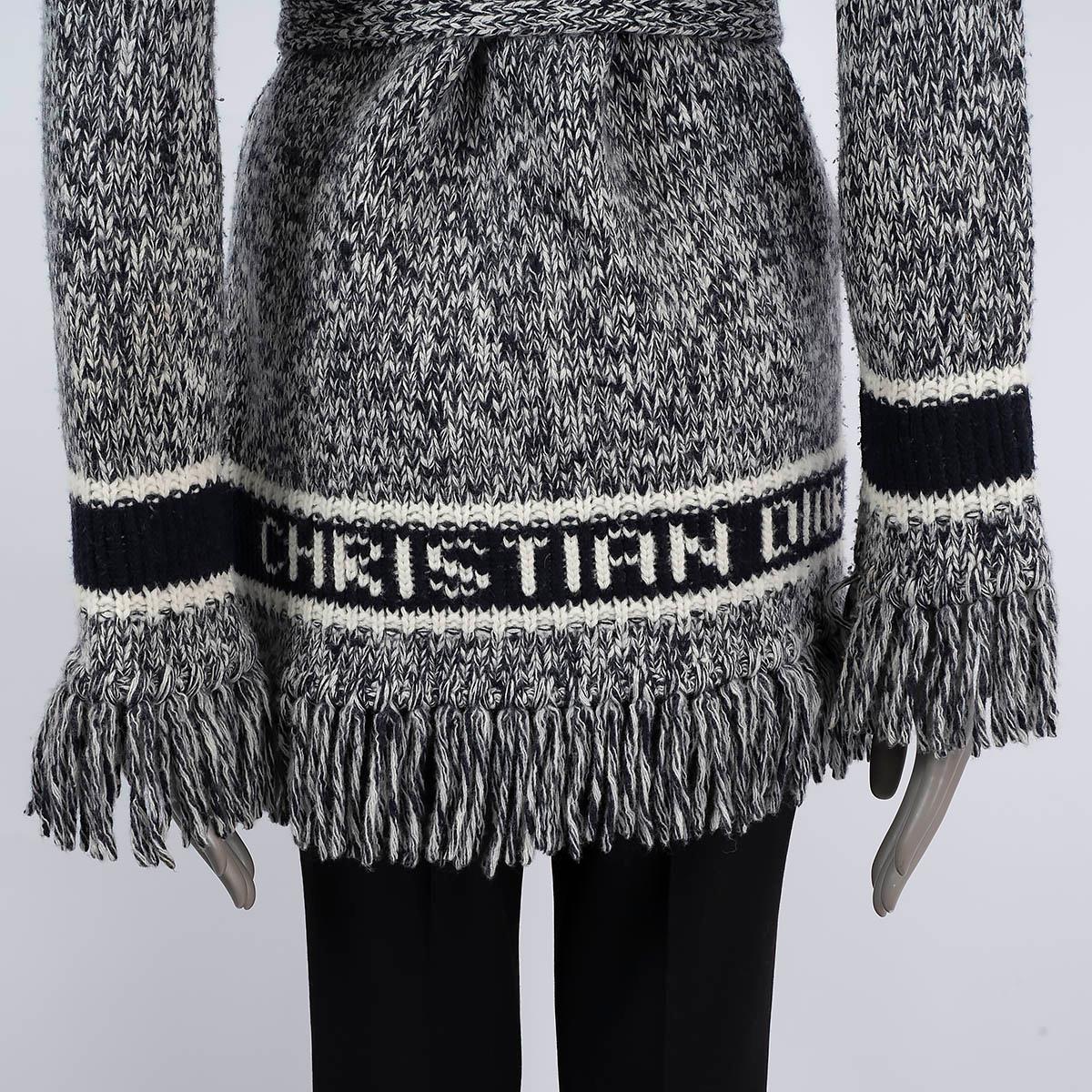 CHRISTIAN DIOR midnight blue wool & cashmere 2021 MELANGE Cardigan Sweater 34 XS 2