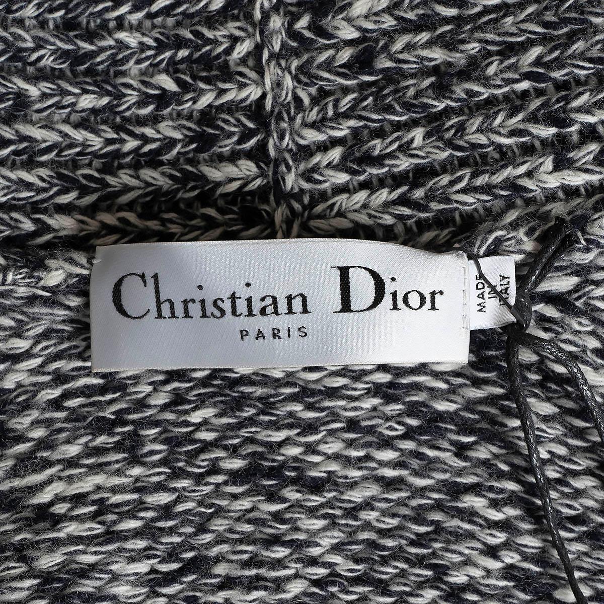 CHRISTIAN DIOR midnight blue wool & cashmere 2021 MELANGE Cardigan Sweater 34 XS 3