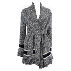 CHRISTIAN DIOR midnight blue wool & cashmere 2021 MELANGE Cardigan Sweater 34 XS