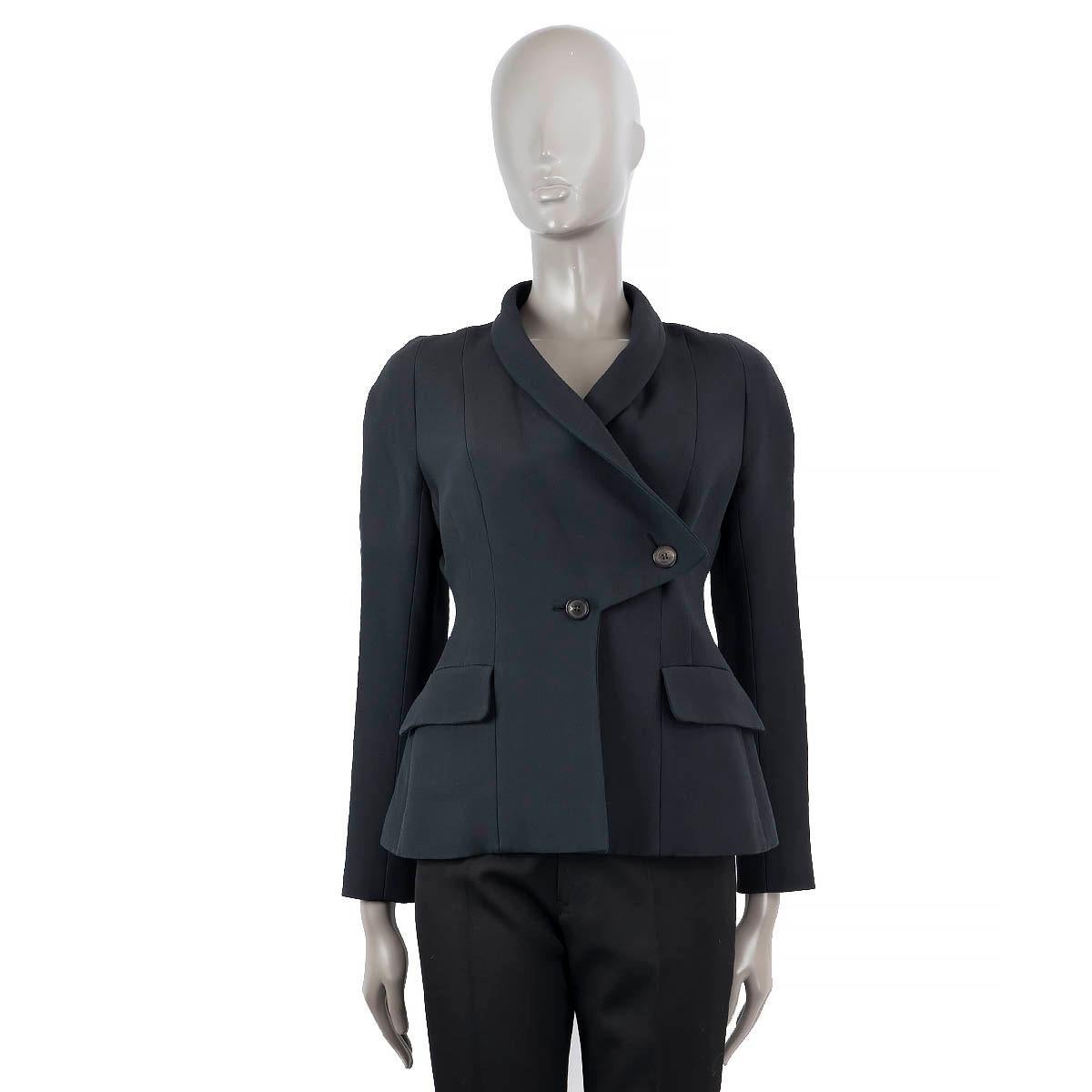 Women's CHRISTIAN DIOR midnight blue wool silk 2018 TUXEDO Jacket 40 M For Sale