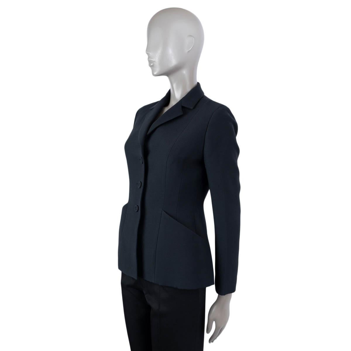 Black CHRISTIAN DIOR midnight blue wool silk BAR 30 MONTAIGNE Jacket 38 S For Sale
