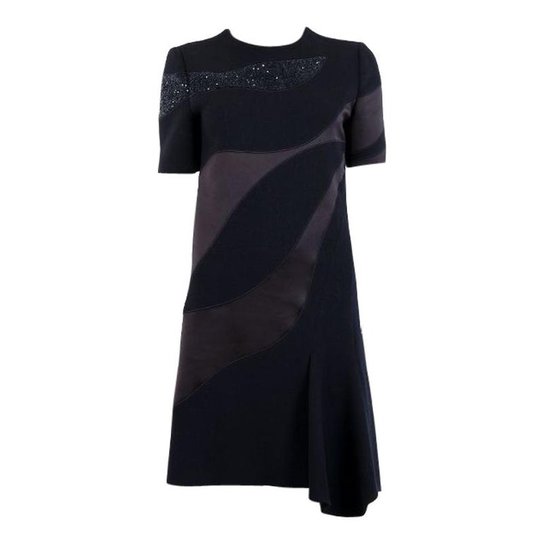 CHRISTIAN DIOR midnight blue wool and silk EMBELLISHED Cocktail Dress ...