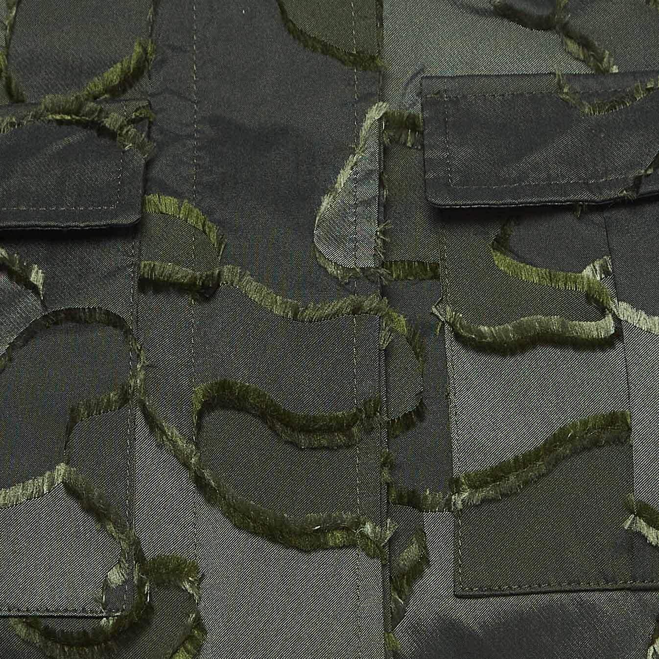 Christian Dior Military Green Camouflage Synthetic Zip Front Jacket S In Good Condition For Sale In Dubai, Al Qouz 2
