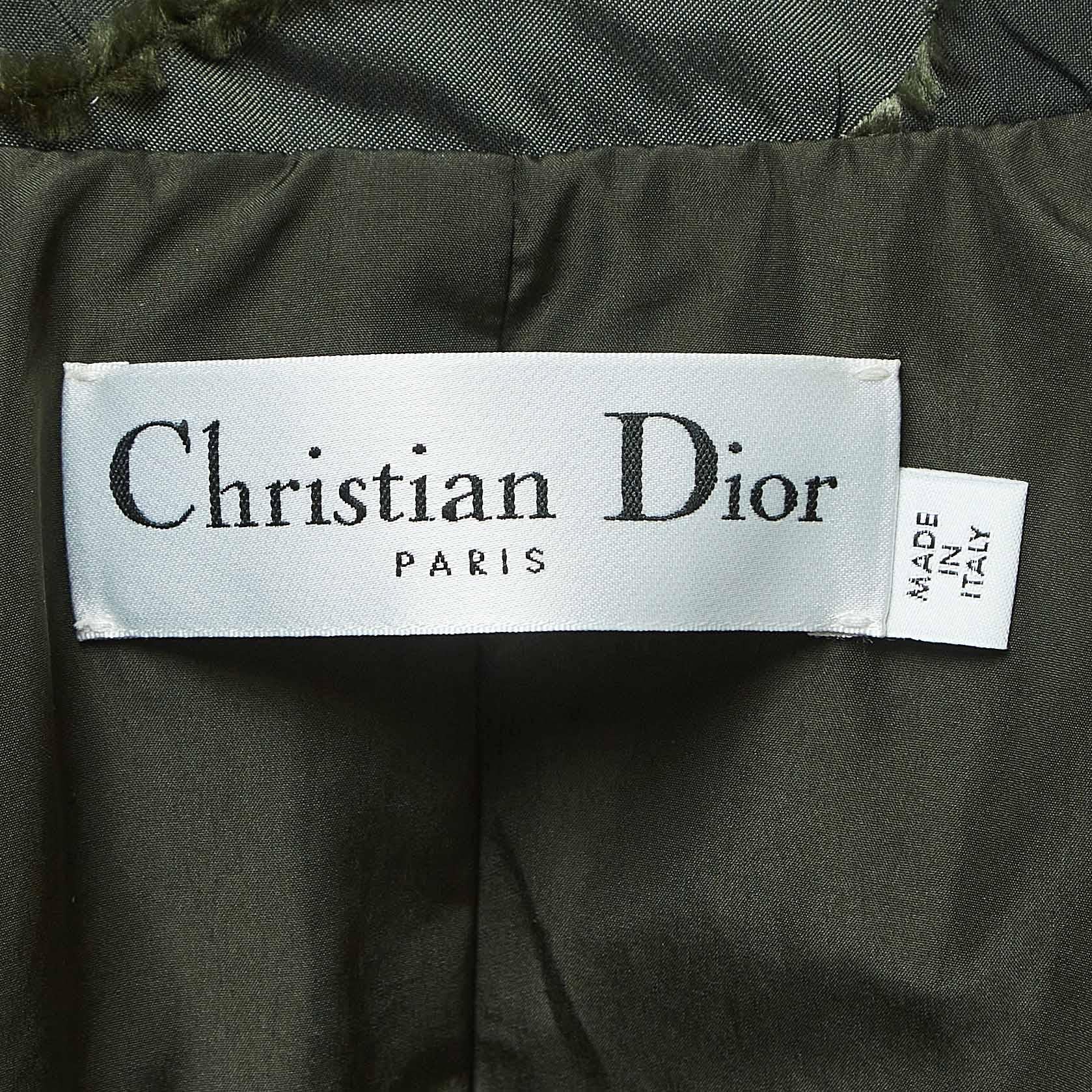 Women's Christian Dior Military Green Camouflage Synthetic Zip Front Jacket S For Sale