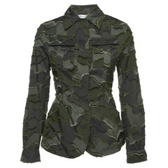 Used Christian Dior Military Green Camouflage Synthetic Zip Front Jacket S