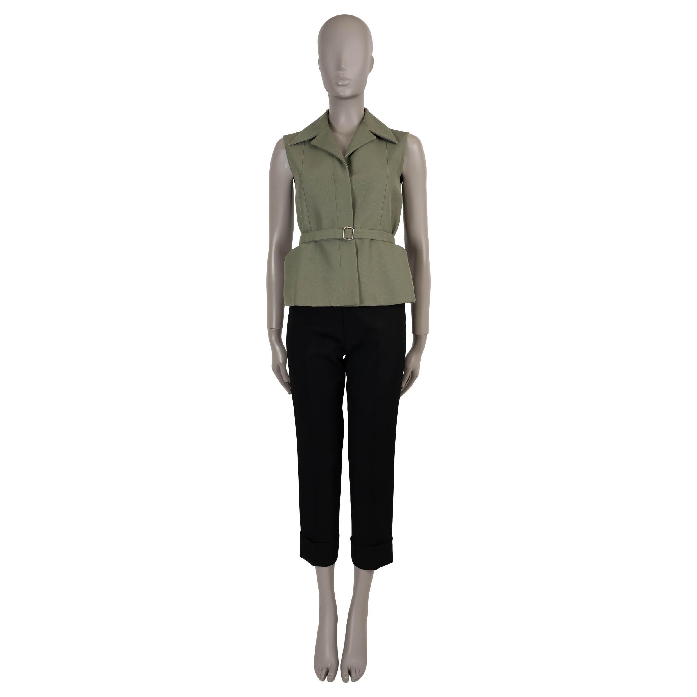 Women's CHRISTIAN DIOR military green silk 2019 BAR SHORT Vest Jacket 38 S For Sale