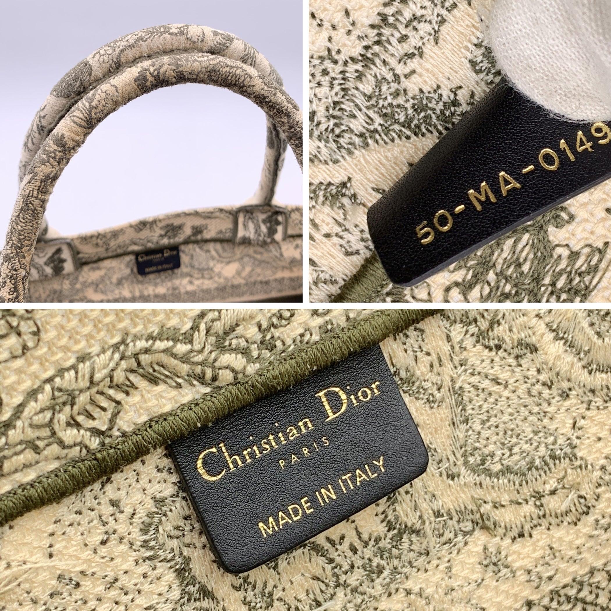 Christian Dior Military Green Toile De Jouy Medium Book Tote Bag 2