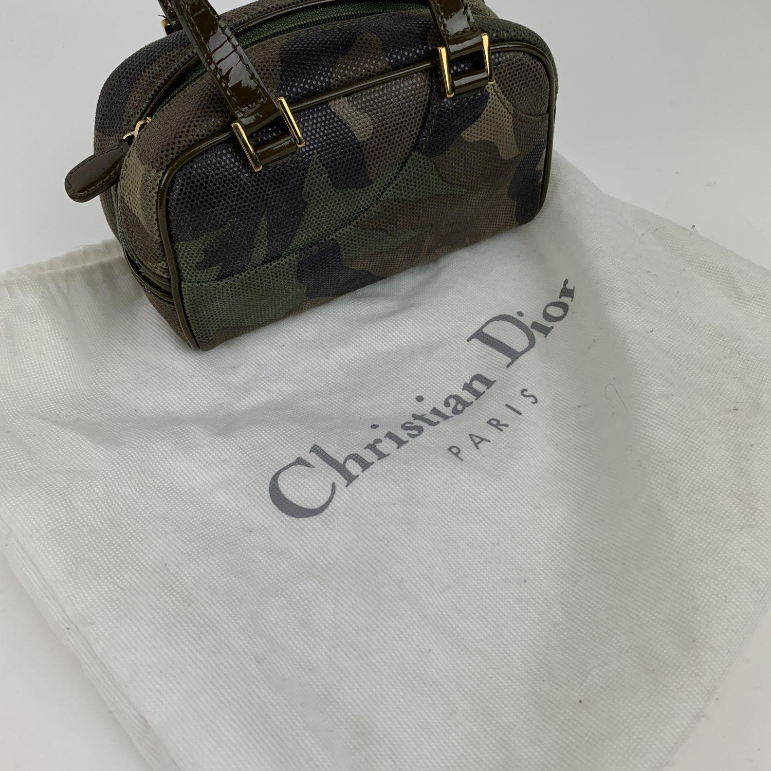 Women's Christian Dior Military Gren Canvas Mini Camouflage Satchel Bag