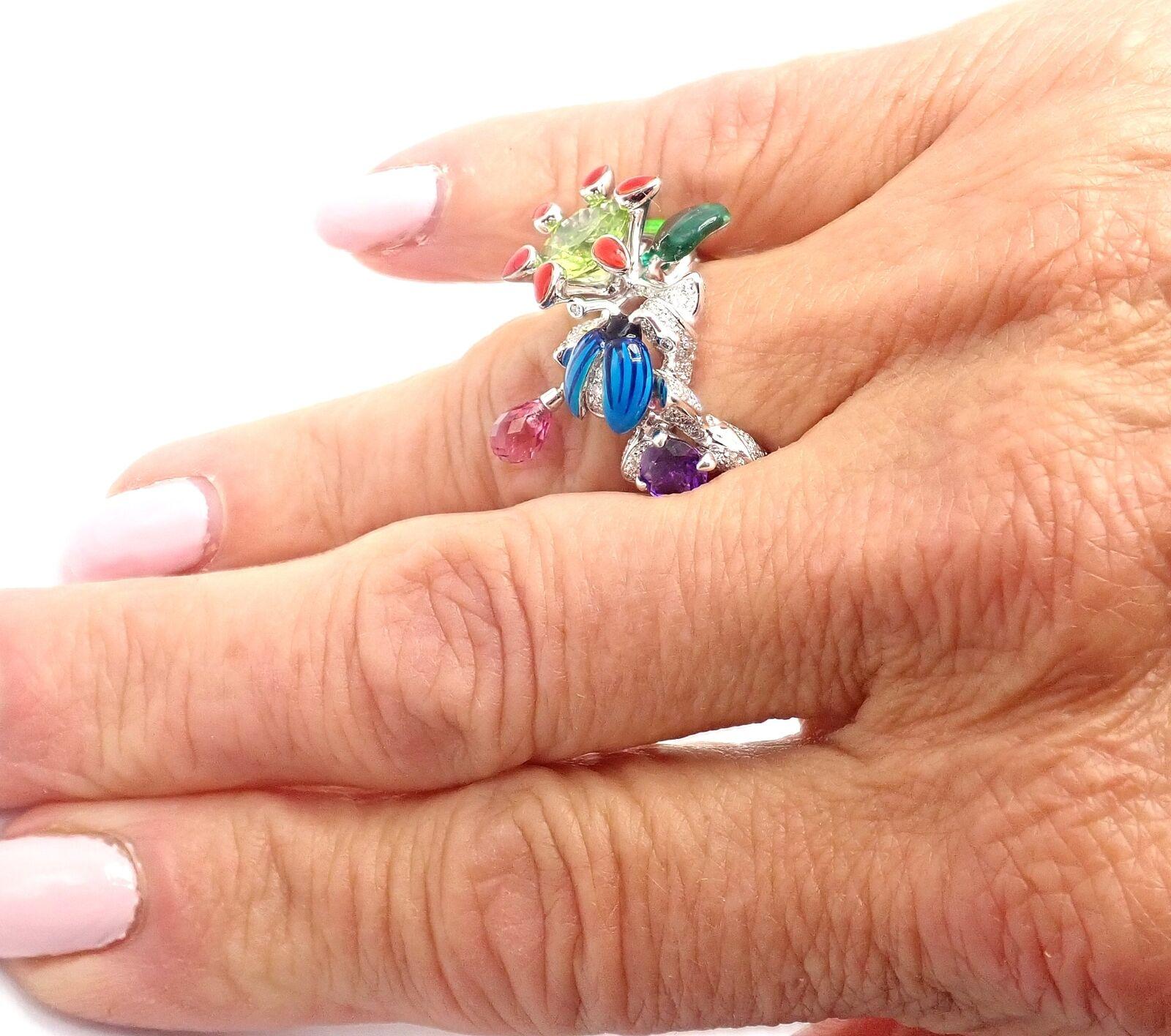 Christian Dior Milly Carnivora Epinosa Diamante Peridoto Tormalina Anello in oro in vendita 4