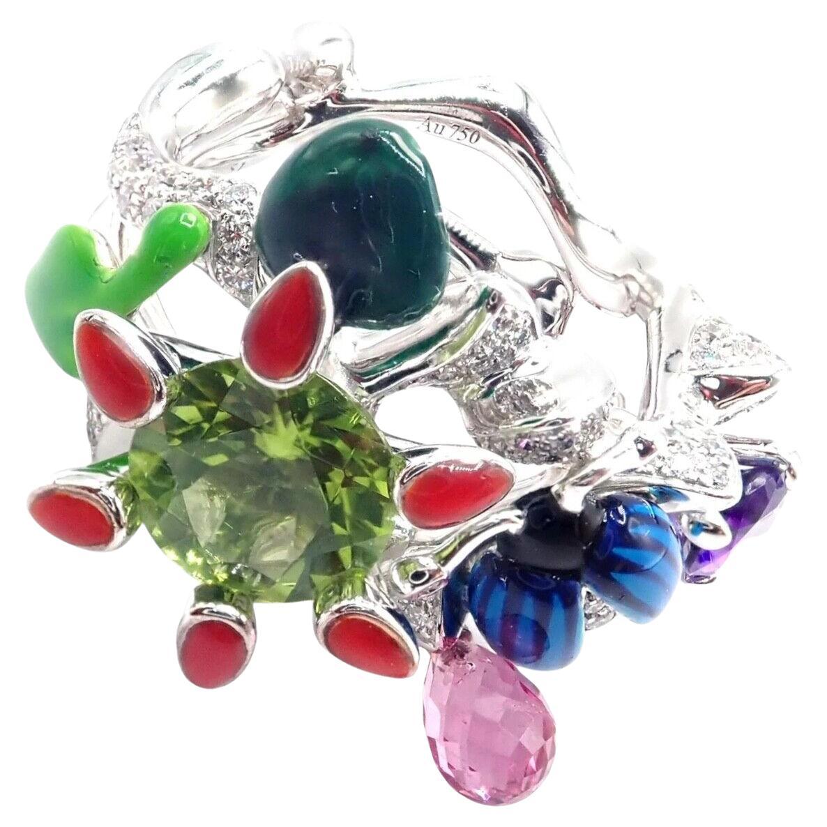 Christian Dior Milly Carnivora Epinosa Diamante Peridoto Tormalina Anello in oro in vendita