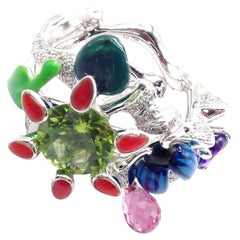 Christian Dior Anillo de Oro Milly Carnivora Epinosa Diamante Peridoto Turmalina