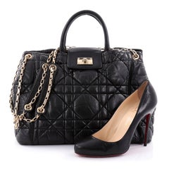 Christian Dior Milly La Foret Shopping Tote Cannage Quilt Lambskin Large