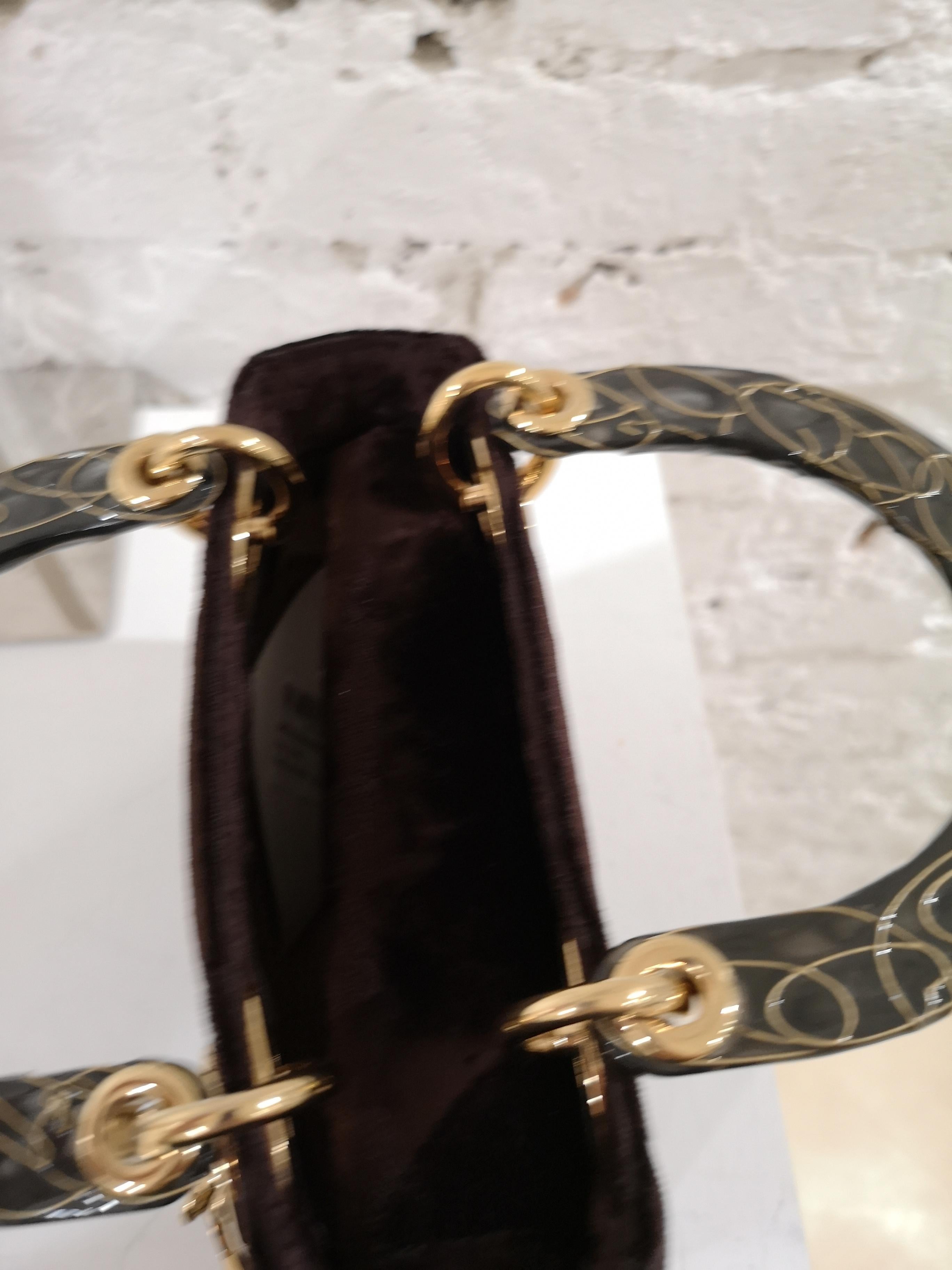 Christian Dior Mini Dior Brown Velvet Handle Bag 2