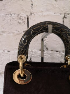 Christian Dior Mini Dior Brown Velvet Handle Bag