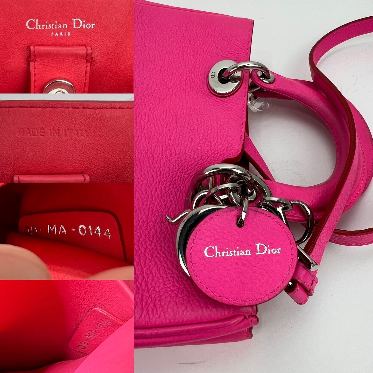 Christian Dior Mini Diorissimo Pebbled  Calfskin Leather Pink Tote  5