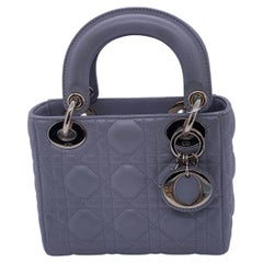 Christian Dior Mini Lady Dior Bag Gray Cannage Lambskin Chain Strap Italy