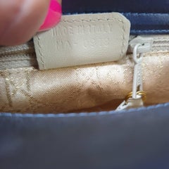 Christian Dior Mini Lady Dior  Blue Gray Satin Handbag