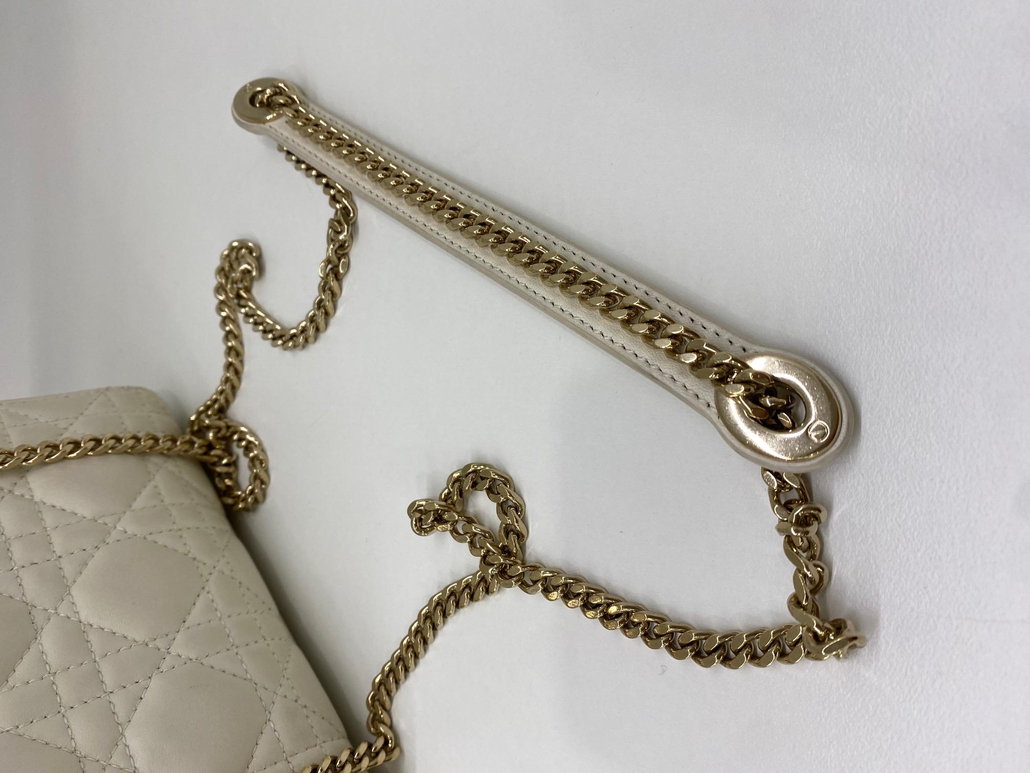 Brown Christian Dior Mini Lady Dior Latte Canage For Sale