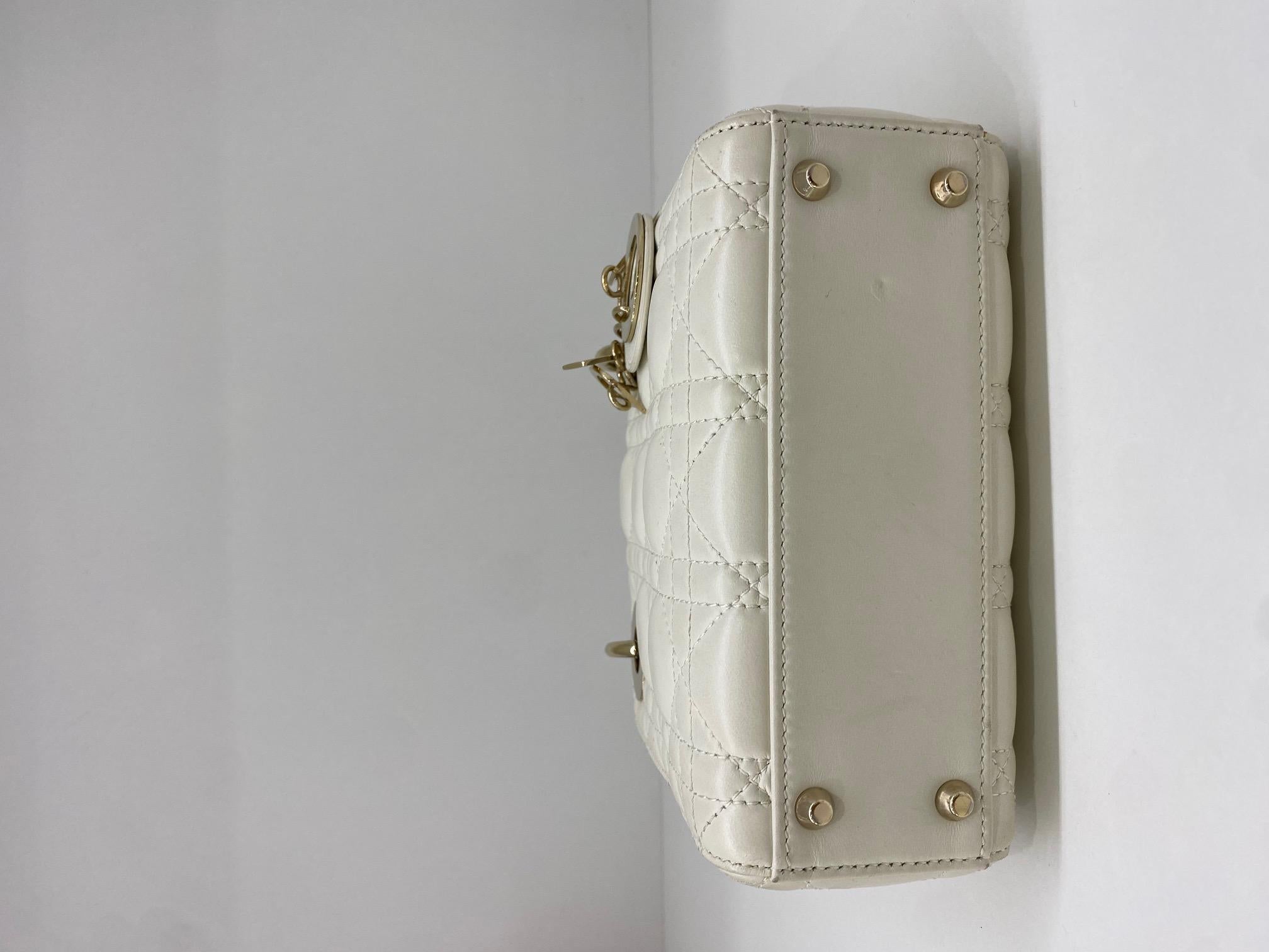 Christian Dior Mini Lady Dior Latte Canage In Excellent Condition For Sale In Double Bay, AU