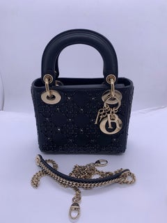 Christian Dior Mini Lady Dior Tote Bag Black Chai Leather Shoulder Bag