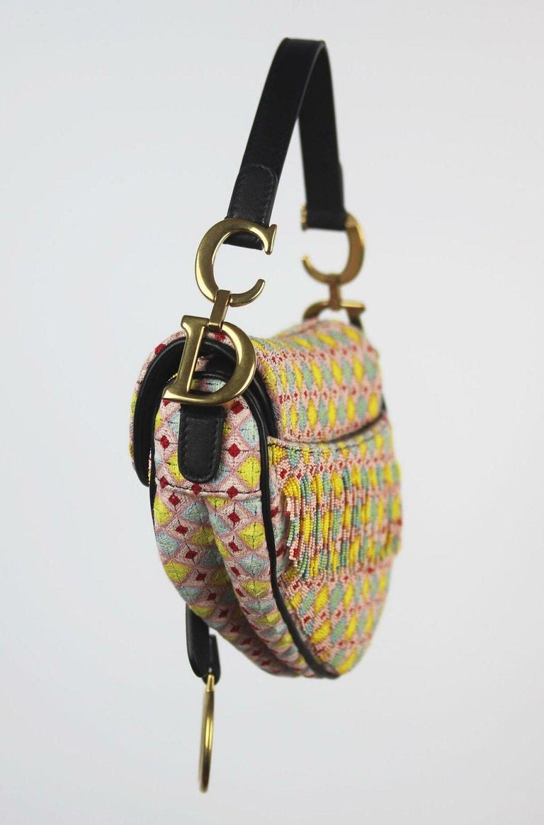 Christian Dior Mini Saddle Bead Embellished Leather Handbag For Sale at ...