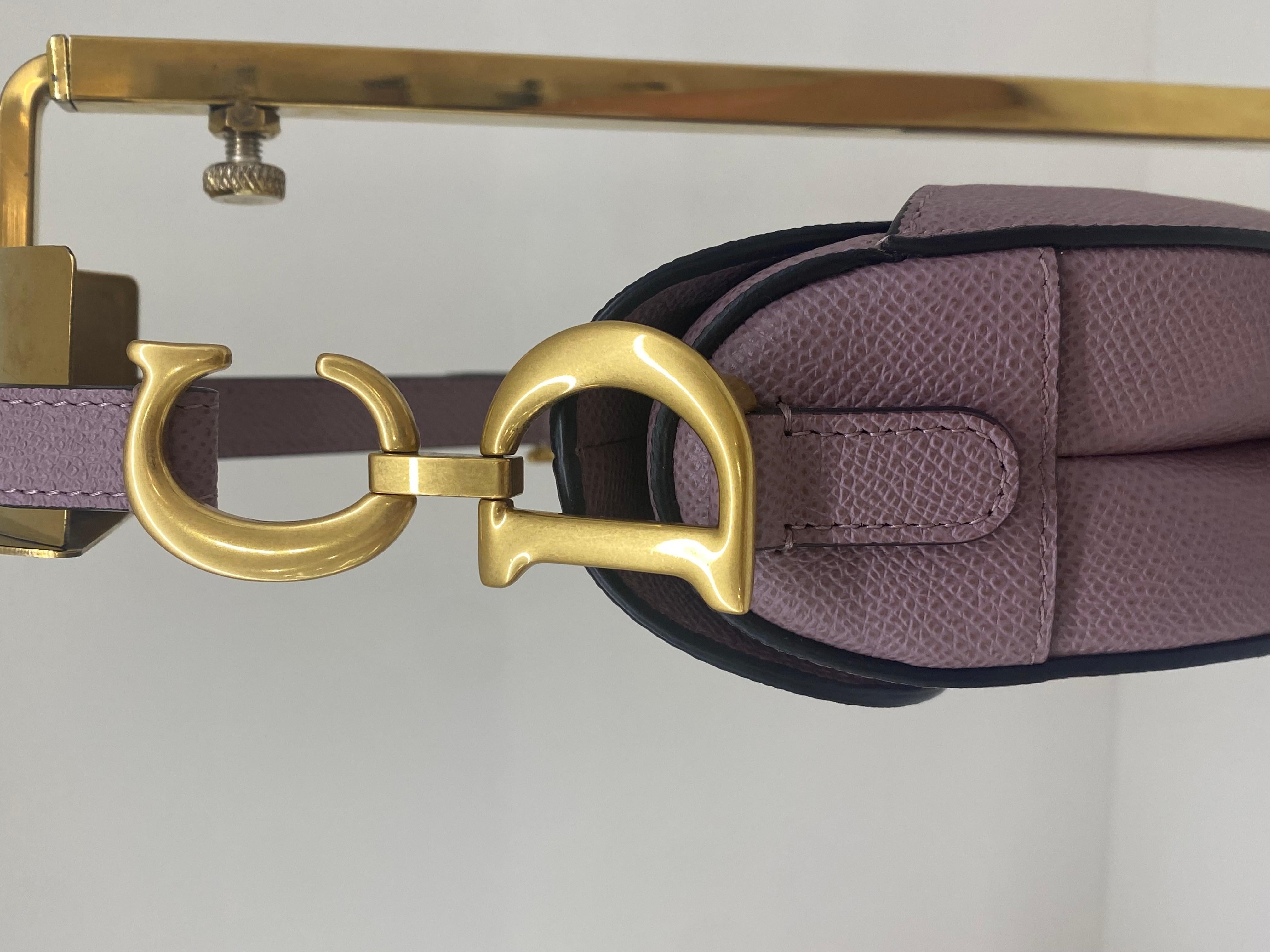 Gray Christian Dior Mini Saddle Purple GHW For Sale