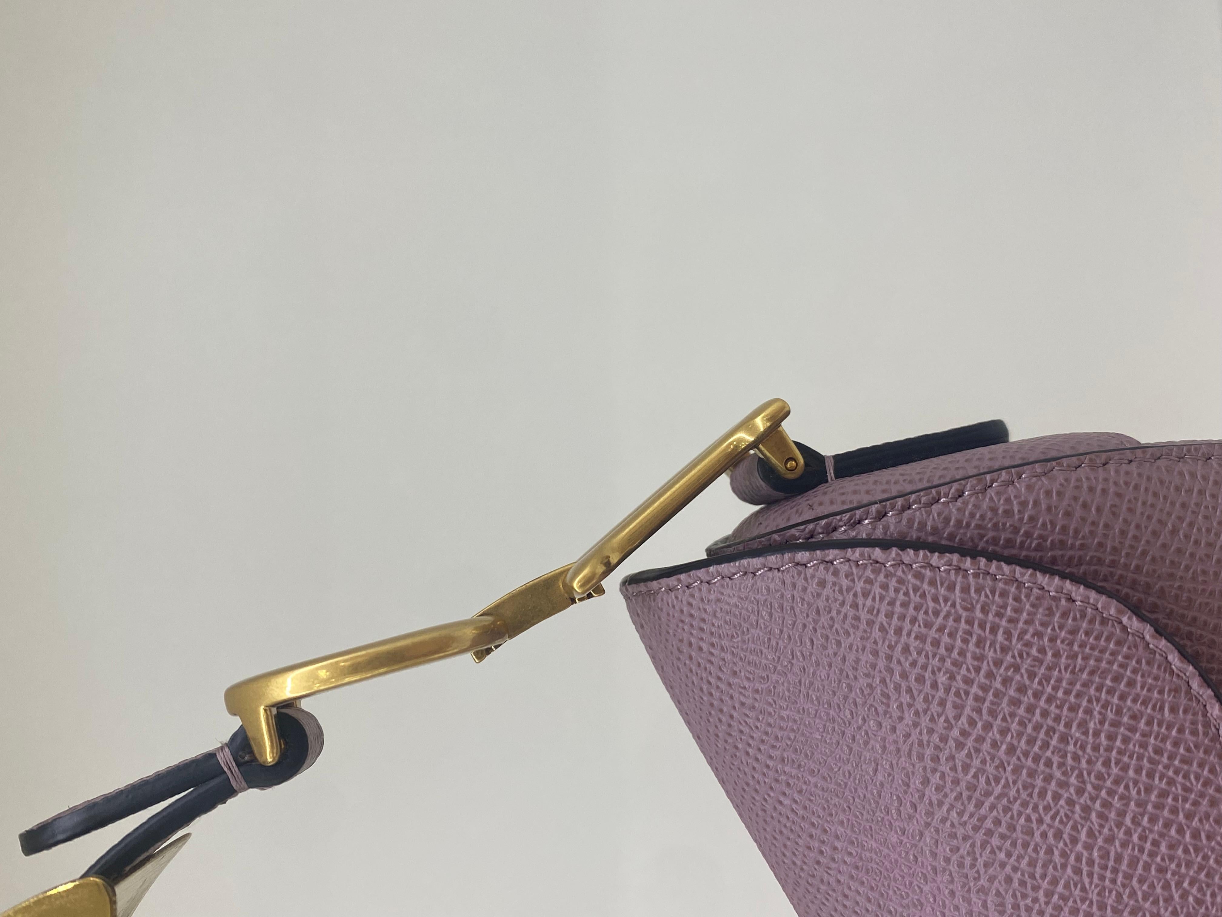 Christian Dior Mini Saddle Purple GHW In Excellent Condition For Sale In Double Bay, AU