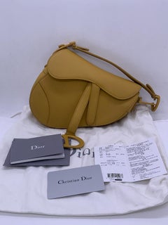 Christian Dior Mini Saddle Yellow Ultra-Matte Leather Crossbody Bag