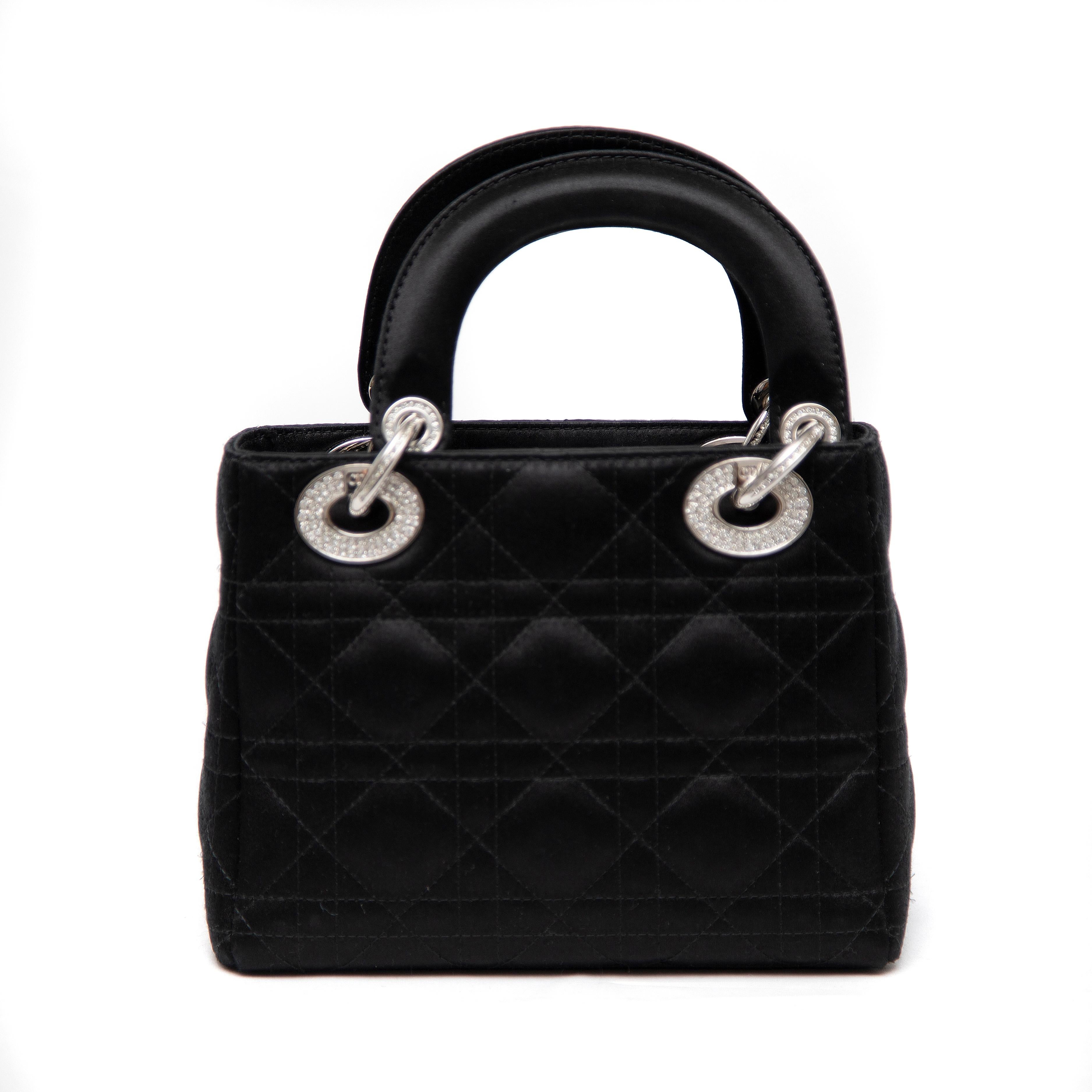 Christian Dior Mini Satin Cannage Lady Dior Bag For Sale 1